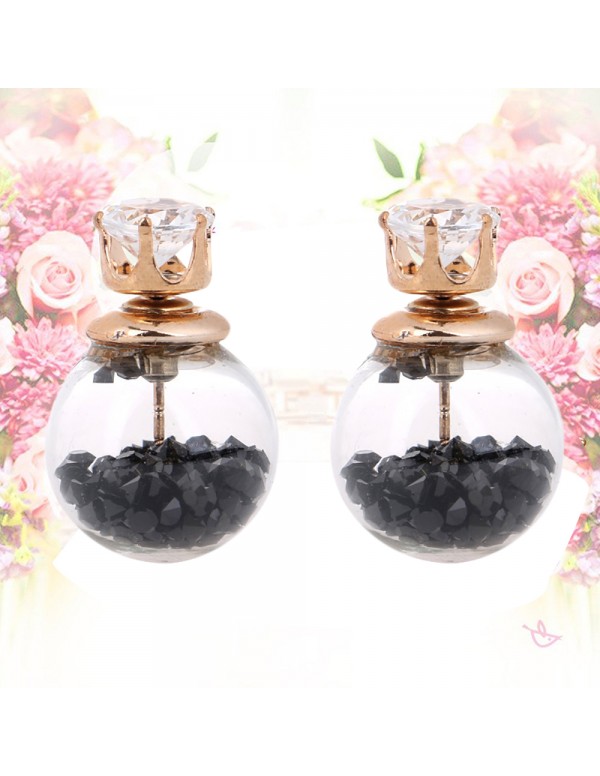 Jewels Galaxy Gold Plated Black Glass Stud Earring...