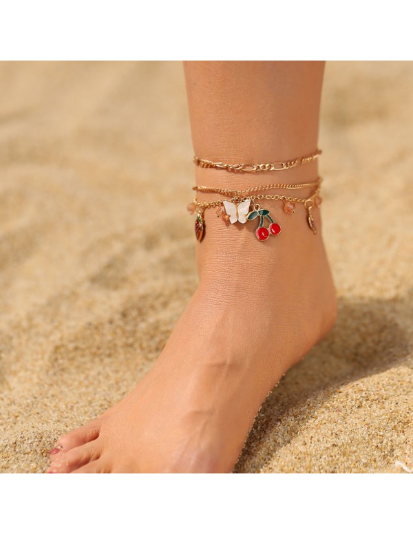 Jewels Galaxy Jewellery for Women Gold Plated Layered Anklet 5300