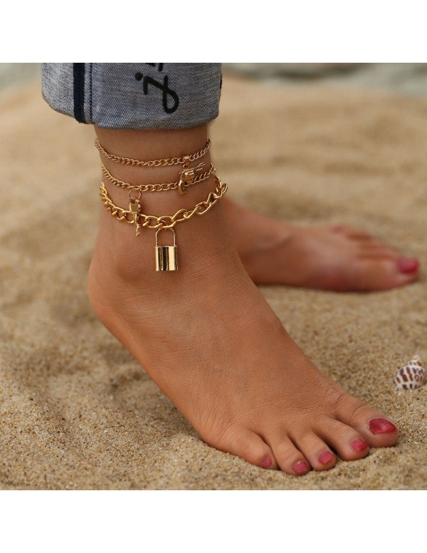 Jewels Galaxy Jewellery for Women Gold Plated Layered Anklet 5303