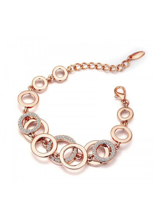 Jewels Galaxy AD Studded Rose Gold Plated Chain Bracelet 49001