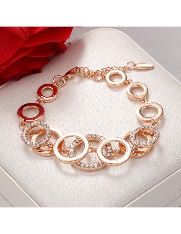 Jewels Galaxy AD Studded Rose Gold Plated Chain Br...