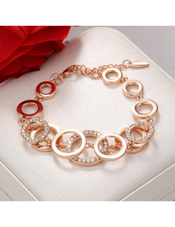 Jewels Galaxy AD Studded Rose Gold Plated Chain Bracelet 49001