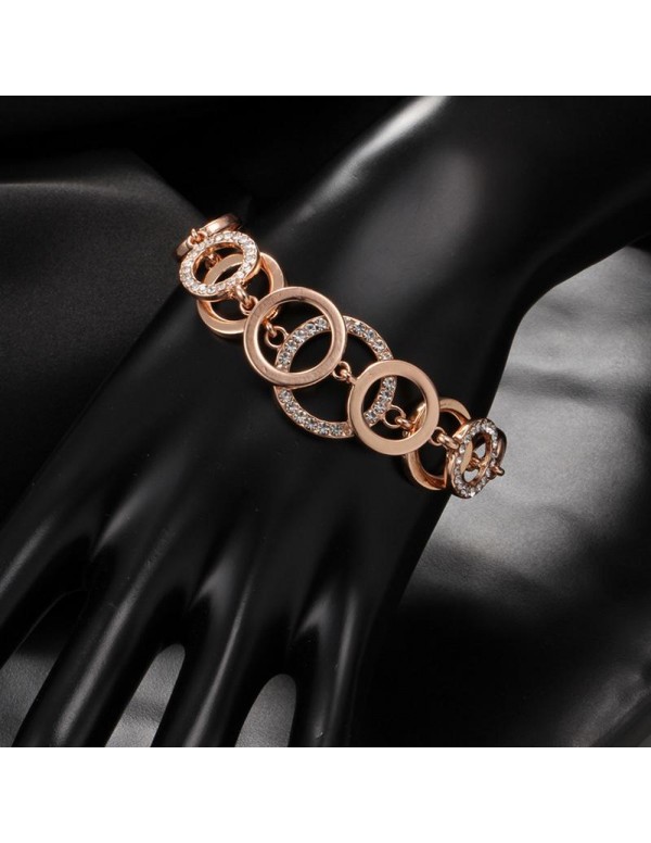 Jewels Galaxy AD Studded Rose Gold Plated Chain Bracelet 49001