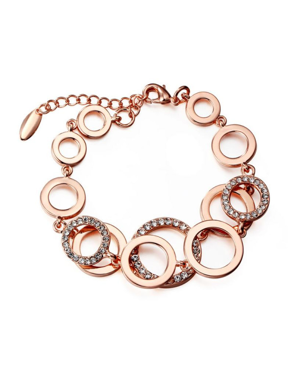 Jewels Galaxy AD Studded Rose Gold Plated Chain Bracelet 49001