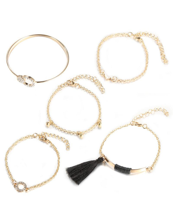 Jewels Galaxy Combo of 5 Gold Plated Bracelets 49018