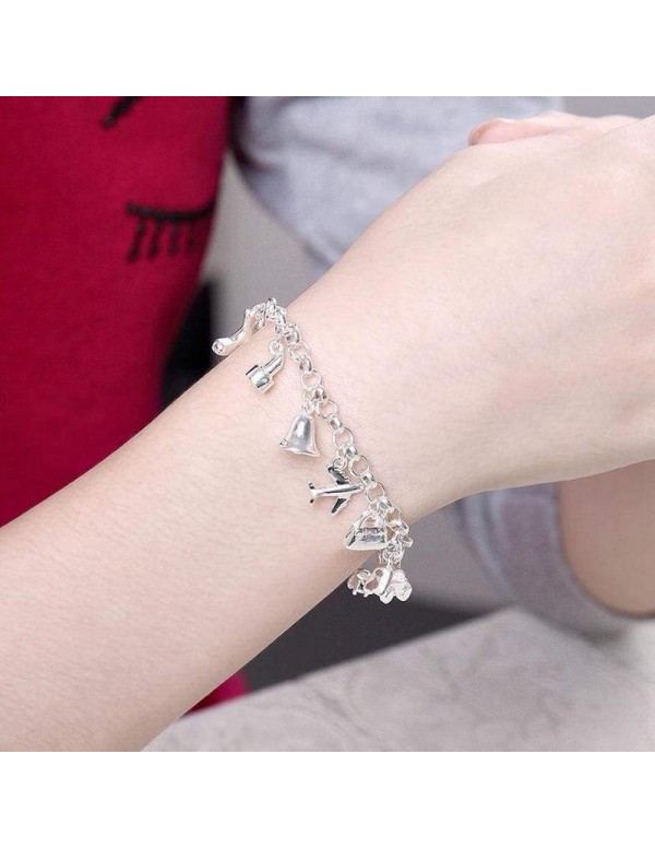 Jewels Galaxy Stylish Multi Designs Silver Plated Trendy Charm Bracelet For Women/Girls 49027