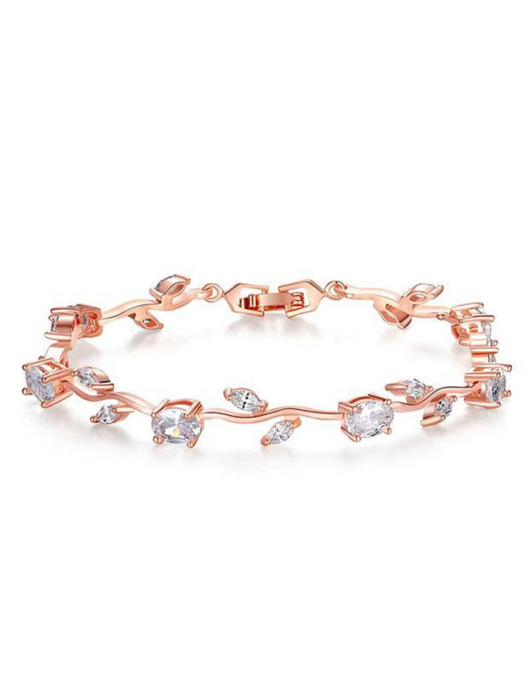 Jewels Galaxy Alloy Cubic Zirconia 24K Rose Gold Charm Bracelet - Women  Fitness Org