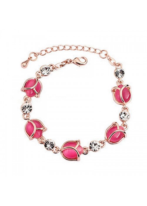 Jewels Galaxy Exquisite AD Rose Design Fashion Bracelet For Women/Girls 49040