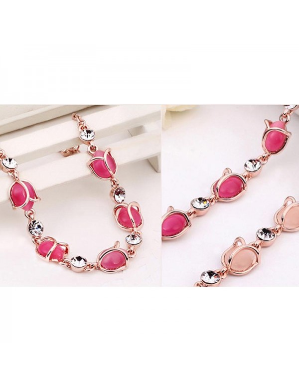 Jewels Galaxy Exquisite AD Rose Design Fashion Bracelet For Women/Girls 49040