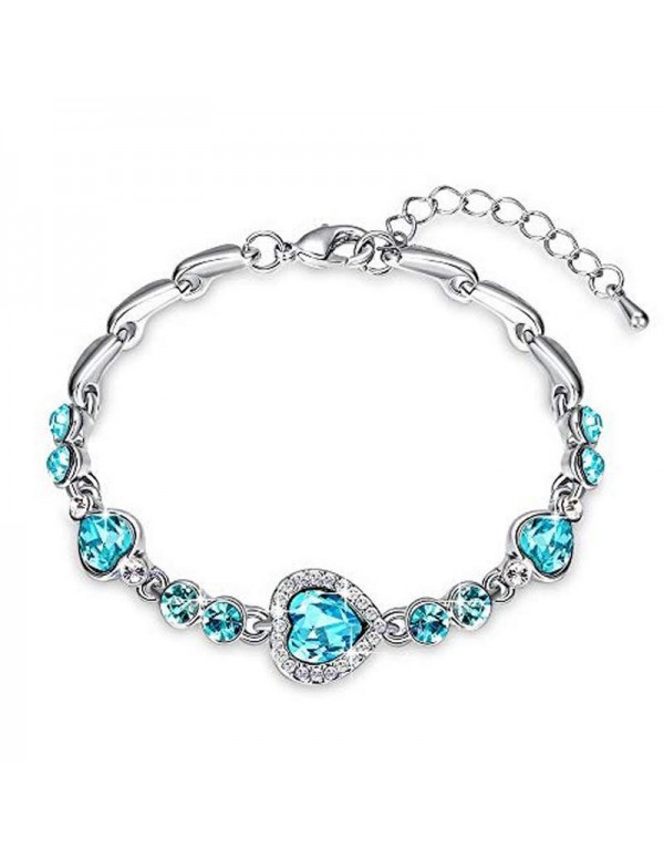 Jewels Galaxy Amazing Crystal Heart Design Silver Plated Fabulous Charm Bracelet For Women/Girls 49049