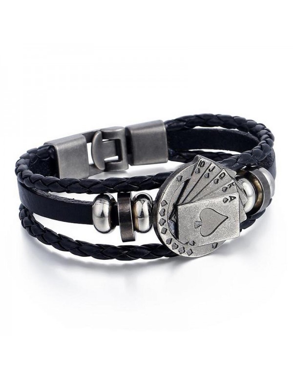 Jewels Galaxy Trendy Vintage Braided  Rope Multilayer Bracelet For Men 49062