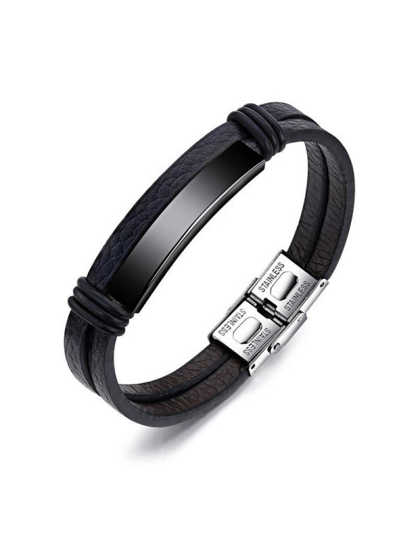 Jewels Galaxy Stainless Steel Silver Leather Wrist...