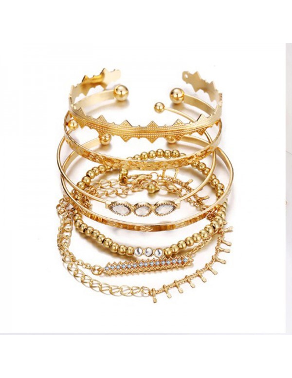 Jewels Galaxy Set of 7 Gold Plated Boho Bracelets ...