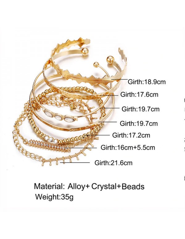 Jewels Galaxy Set of 7 Gold Plated Boho Bracelets 49081