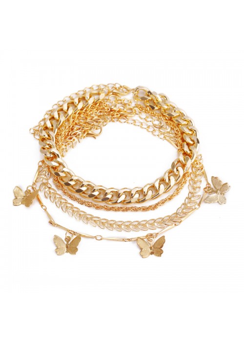 Jewels Galaxy Mesmerizing Butterfly Multi Strand Gold Plated Bracelet For Women/Girls 49088