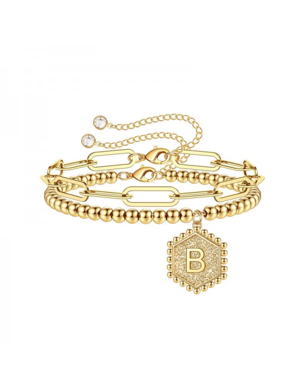 Jewels Galaxy Jewellery For Women Gold Plated Alphabetical "B" Bracelet