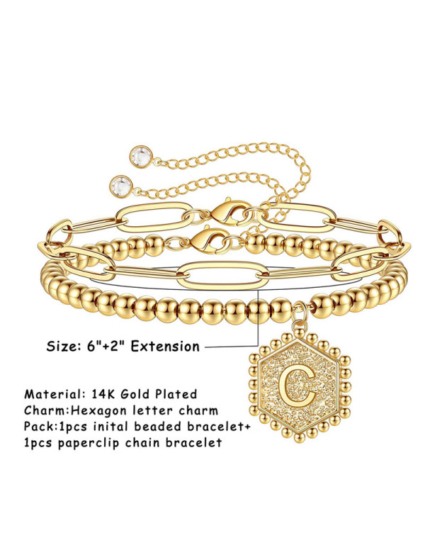 Jewels Galaxy Jewellery For Women Gold Plated Alphabetical "C" Bracelet