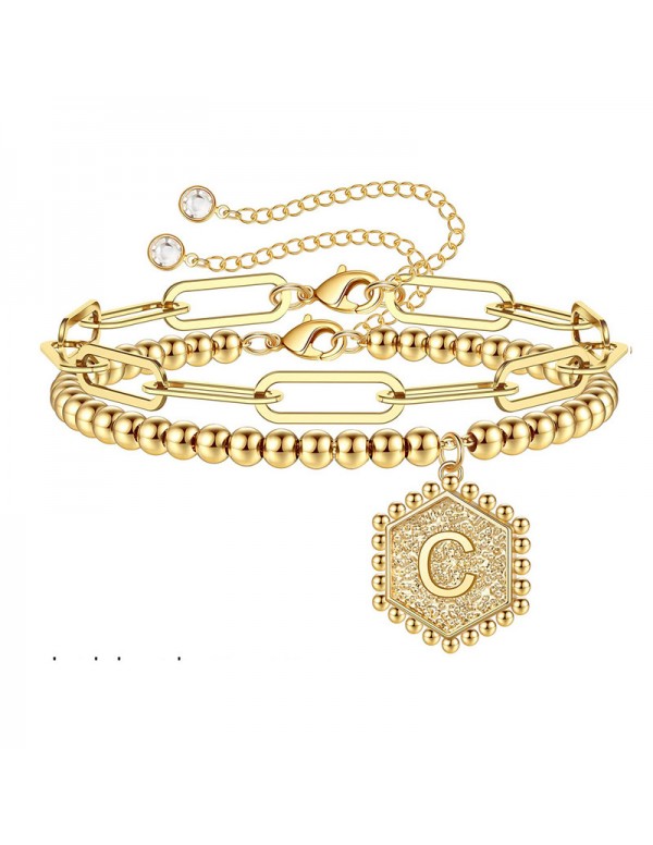 Jewels Galaxy Jewellery For Women Gold Plated Alphabetical "C" Bracelet