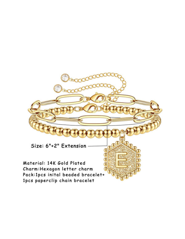 Jewels Galaxy Jewellery For Women Gold Plated Alphabetical "E" Bracelet