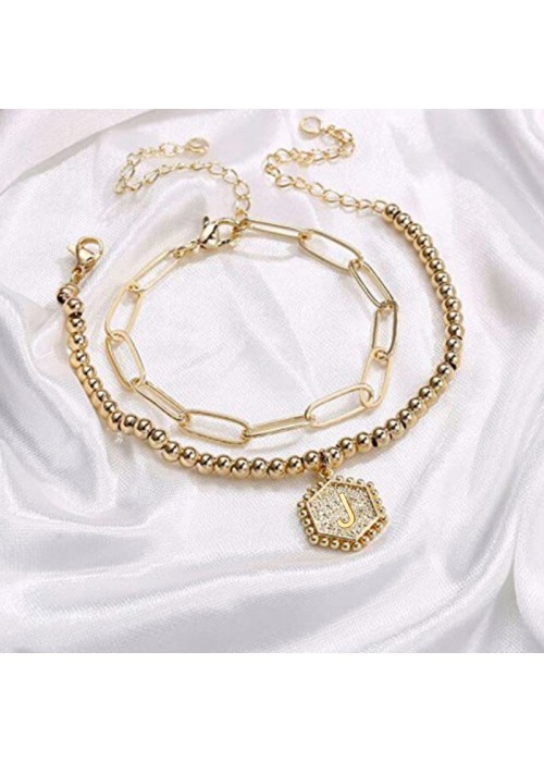 Jewels Galaxy Jewellery For Women Gold Plated Alphabetical "J" Bracelet