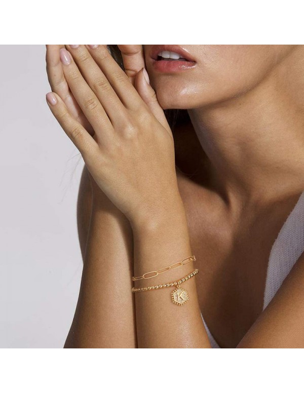 Jewels Galaxy Jewellery For Women Gold Plated Alphabetical "K" Bracelet