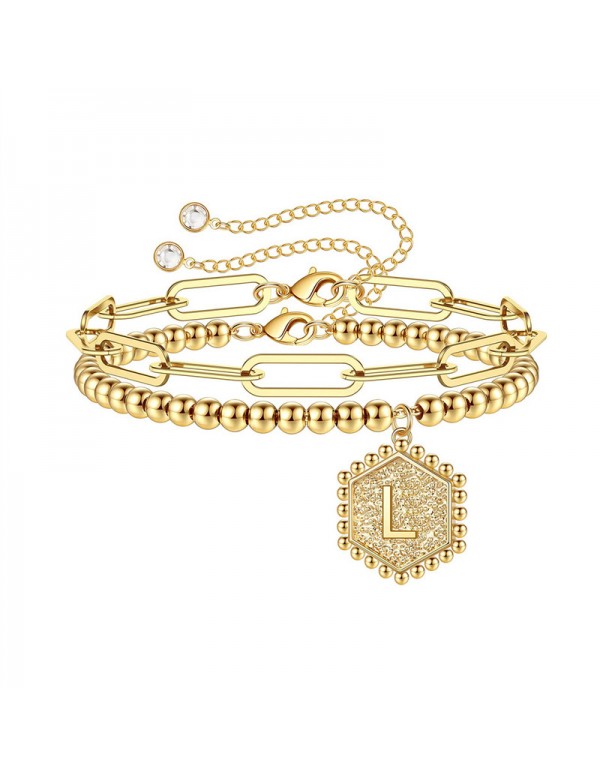 Jewels Galaxy Jewellery For Women Gold Plated Alphabetical "L" Bracelet