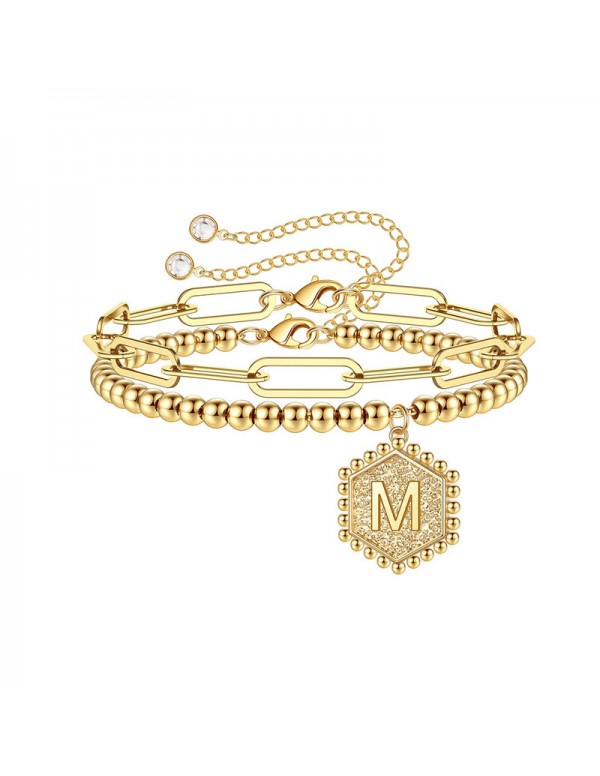 Jewels Galaxy Jewellery For Women Gold Plated Alphabetical "M" Bracelet