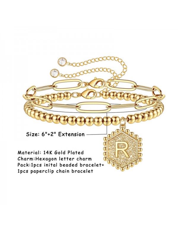 Jewels Galaxy Jewellery For Women Gold Plated Alphabetical "R" Bracelet