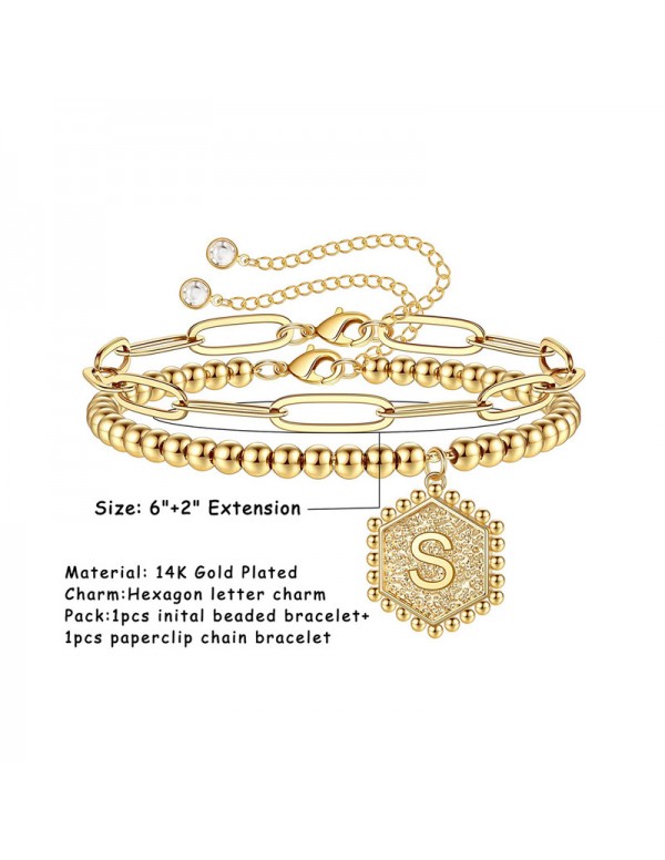 Jewels Galaxy Jewellery For Women Gold Plated Alphabetical "S" Bracelet