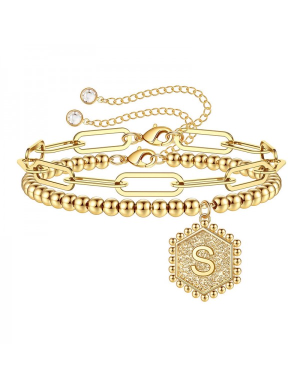 Jewels Galaxy Jewellery For Women Gold Plated Alphabetical "S" Bracelet