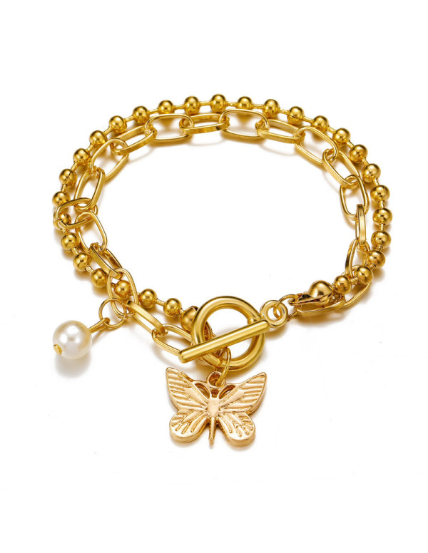 Jewels Galaxy Jewellery For Women Gold-Toned Gold Plated Butterfly inspired Bracelet