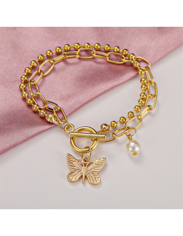 Jewels Galaxy Jewellery For Women Gold-Toned Gold Plated Butterfly inspired Bracelet