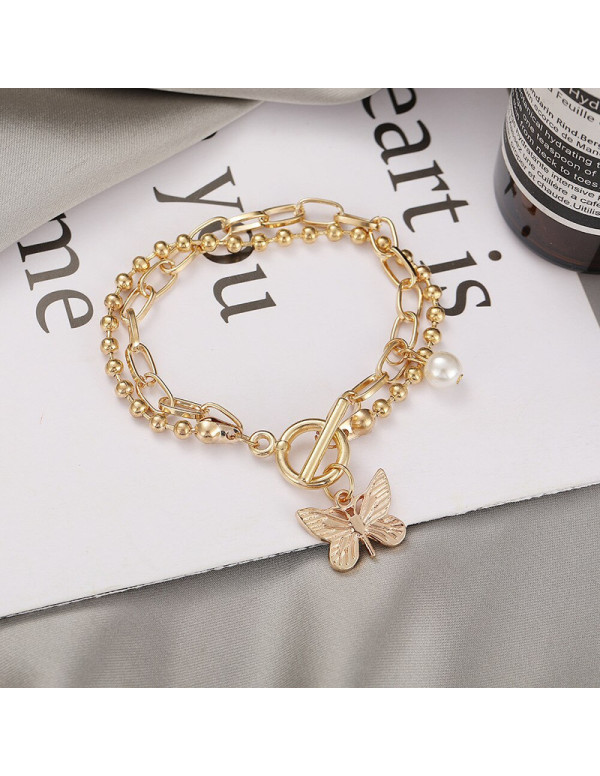 Jewels Galaxy Jewellery For Women Gold-Toned Gold Plated Butterfly inspired Bracelet