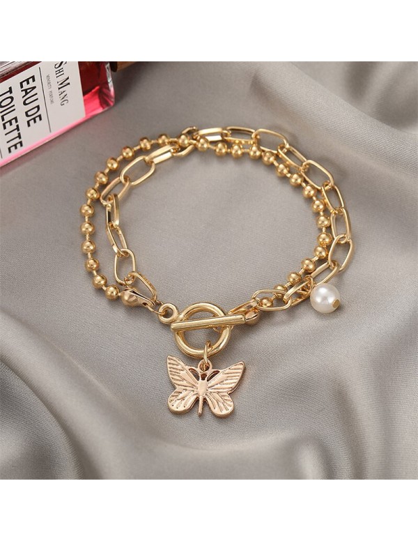 Jewels Galaxy Jewellery For Women Gold-Toned Gold Plated Butterfly inspired Bracelet