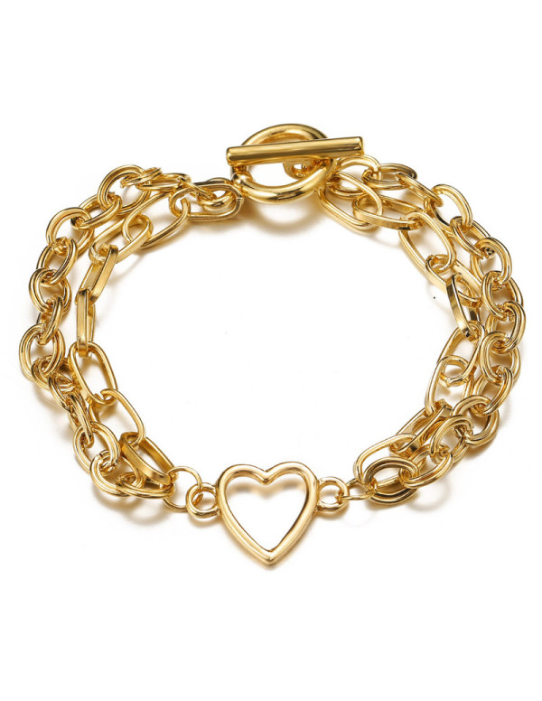 Jewels Galaxy Jewellery For Women Gold-Toned Gold Plated Heart inspired Bracelet