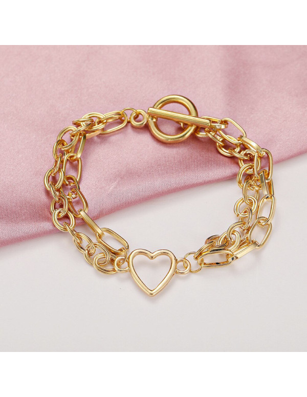 Jewels Galaxy Jewellery For Women Gold-Toned Gold Plated Heart inspired Bracelet