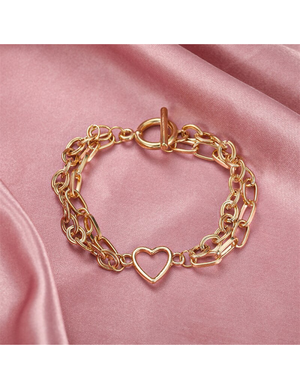 Jewels Galaxy Jewellery For Women Gold-Toned Gold Plated Heart inspired Bracelet