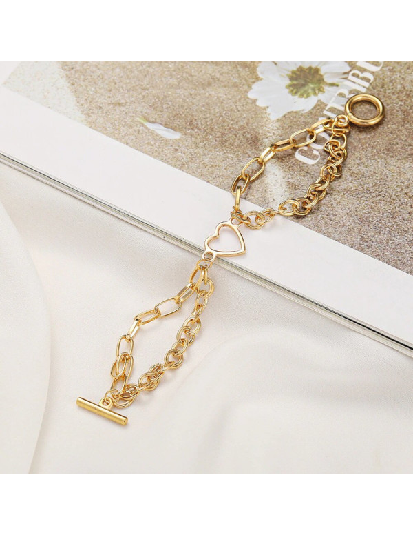 Jewels Galaxy Jewellery For Women Gold-Toned Gold Plated Heart inspired Bracelet