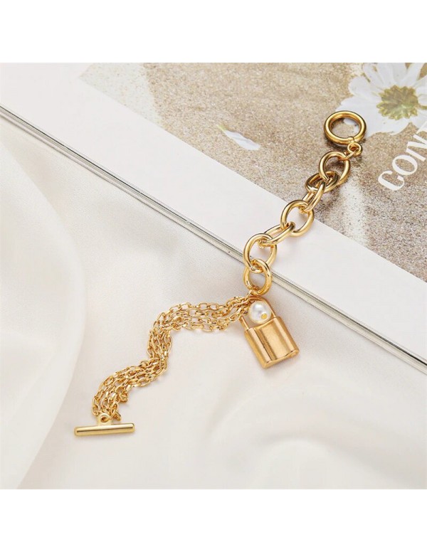 Jewels Galaxy Jewellery For Women Gold-Toned Gold Plated Lock Bracelet
