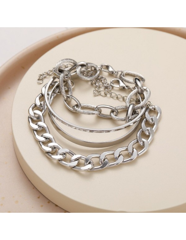 Jewels Galaxy Jewellery For Women Silver-Toned Silver Plated Bracelet Combo