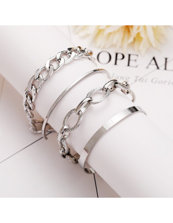 Jewels Galaxy Jewellery For Women Silver-Toned Silver Plated Bracelet Combo