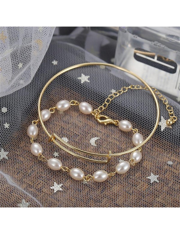 Jewels Galaxy Jewellery For Women Set of 2 Pearl and Classic Bracelet