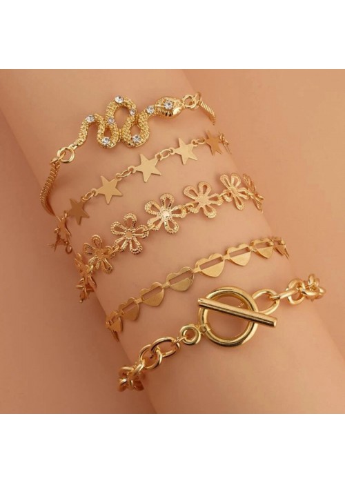Jewels Galaxy Jewellery For Women AD Set of 5 Wraparound Bracelets