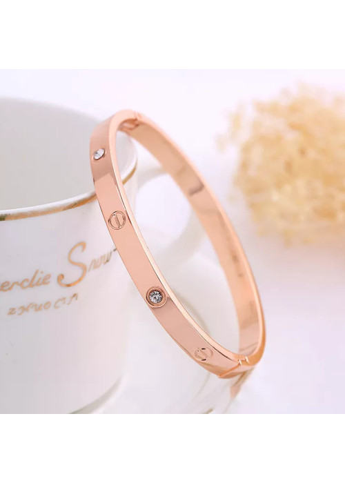 Jewels Galaxy Jewellery For Women Astonishing Rose Gold Plated Love AD Bracelet