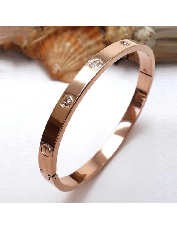 Jewels Galaxy Jewellery For Women Astonishing Rose Gold Plated Love AD Bracelet