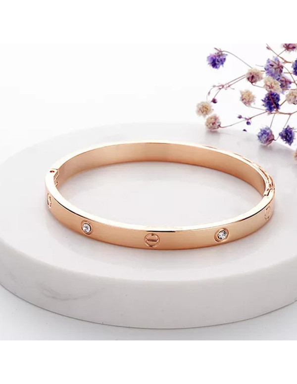 Jewels Galaxy Jewellery For Women Astonishing Rose Gold Plated Love AD Bracelet