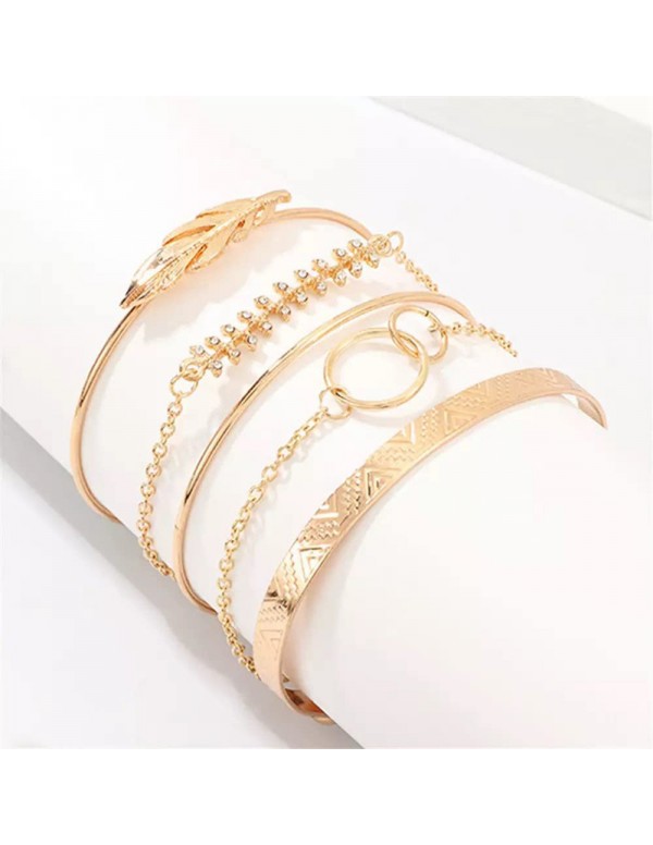 Jewels Galaxy Gold Toned Gold Plated Set of 5 Stackable Bracelet Set For Women and Girls