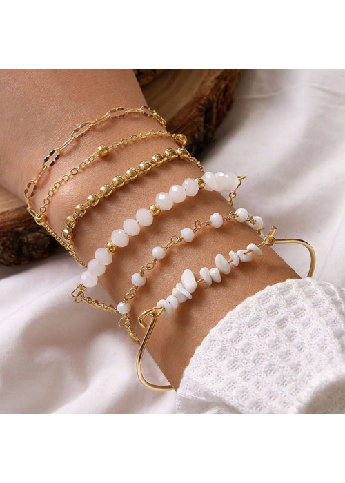 Jewels Galaxy Gold Plated Set of 6 Contemporary Stackable Korean Bracelet Set For Women and Girls
