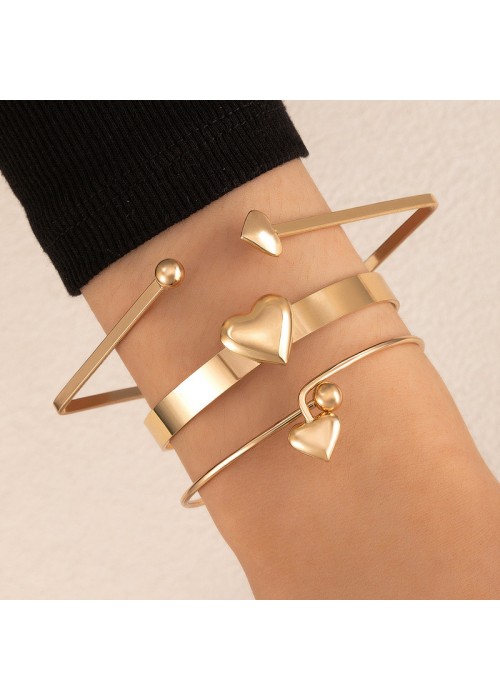 Jewels Galaxy Gold Plated Gold -Toned Set of 3 Stackable Bracelet Set For Women and Girls