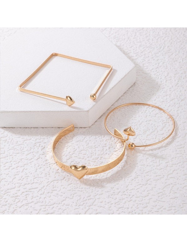 Jewels Galaxy Gold Plated Gold -Toned Set of 3 Stackable Bracelet Set For Women and Girls